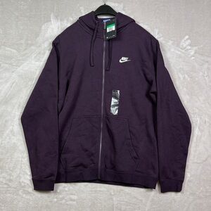 NWT Nike Club Full Zip Hoodie Men’s XL Dark Purple Fleece Sweatshirt Streetwear